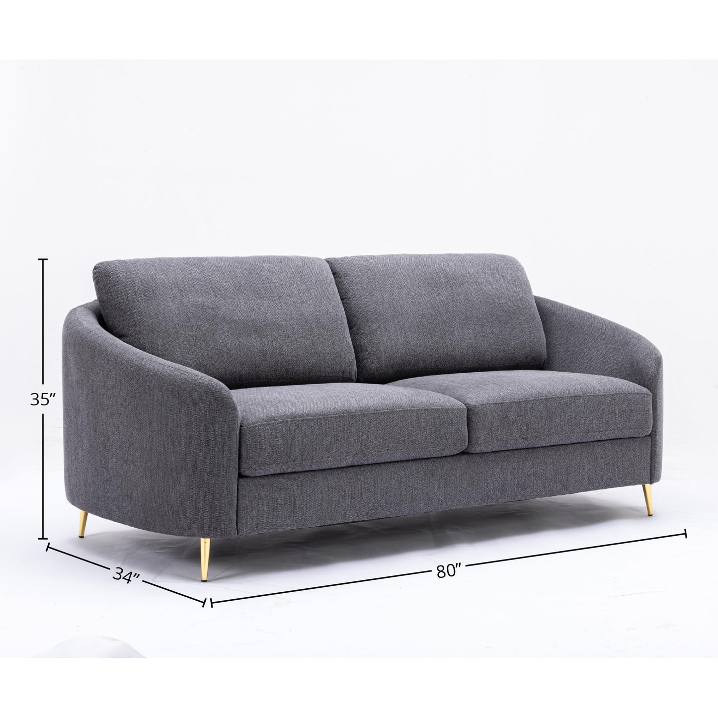 Acme Furniture Yuina Upholstered Fabric & Metal Sofa in Gray and Gold