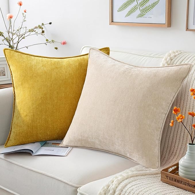 decorUhome Summer Couch Euro Sham Throw Pillow Covers 24x24 Set of 2,