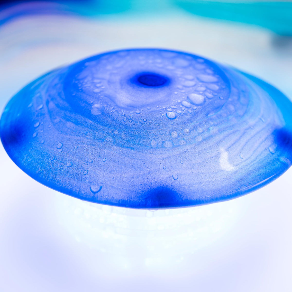 XBrand 8" Color-Changing LED Mist Indoor Tabletop Fountain, Freestanding Water Feature with Inline Control, Aromatherapy Humidifier, Glass & Metal, Blue