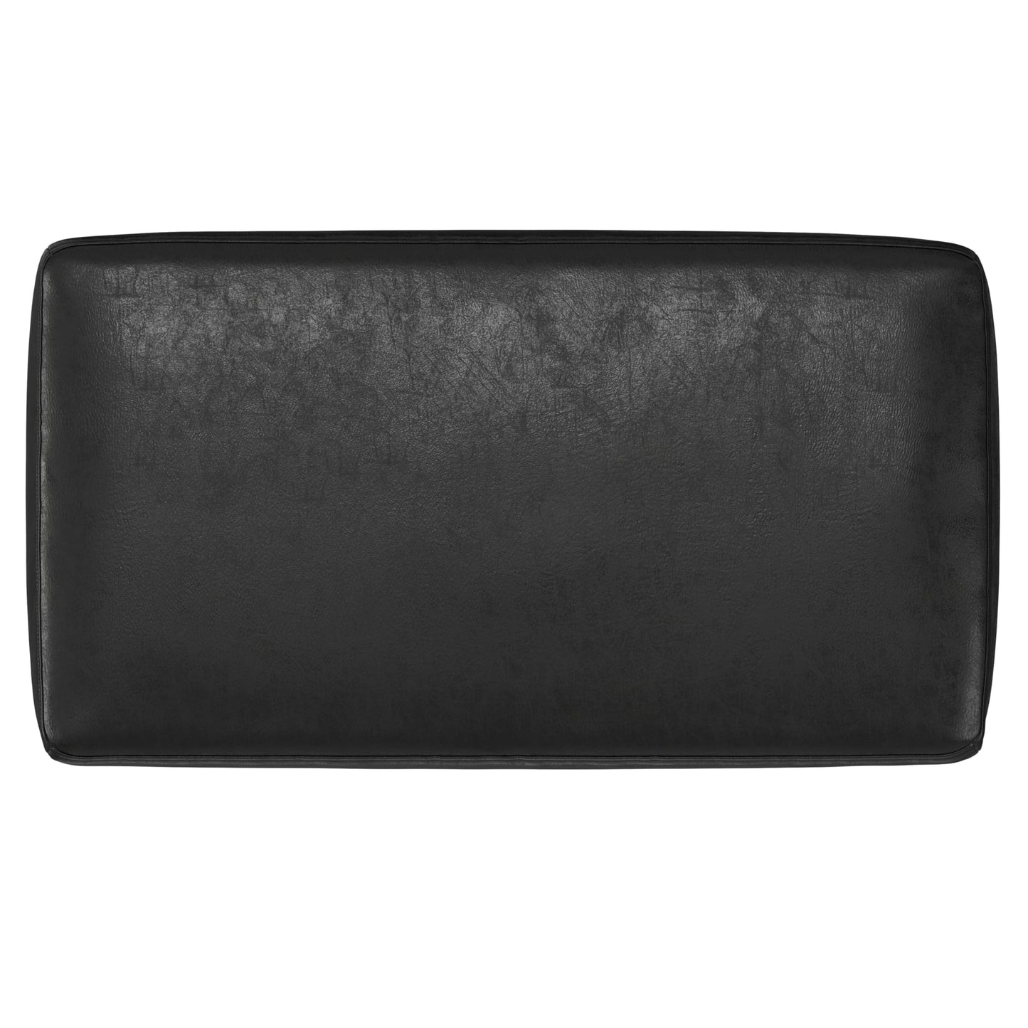 SIMPLIHOME Milltown Small Ottoman Bench - 27" Wide x 18" High Upholstered Vegan Leather Rectangle Footstool Ottoman in Distressed Black, Contemporary Bench for Bedroom with Cushioned Seat, Assembled
