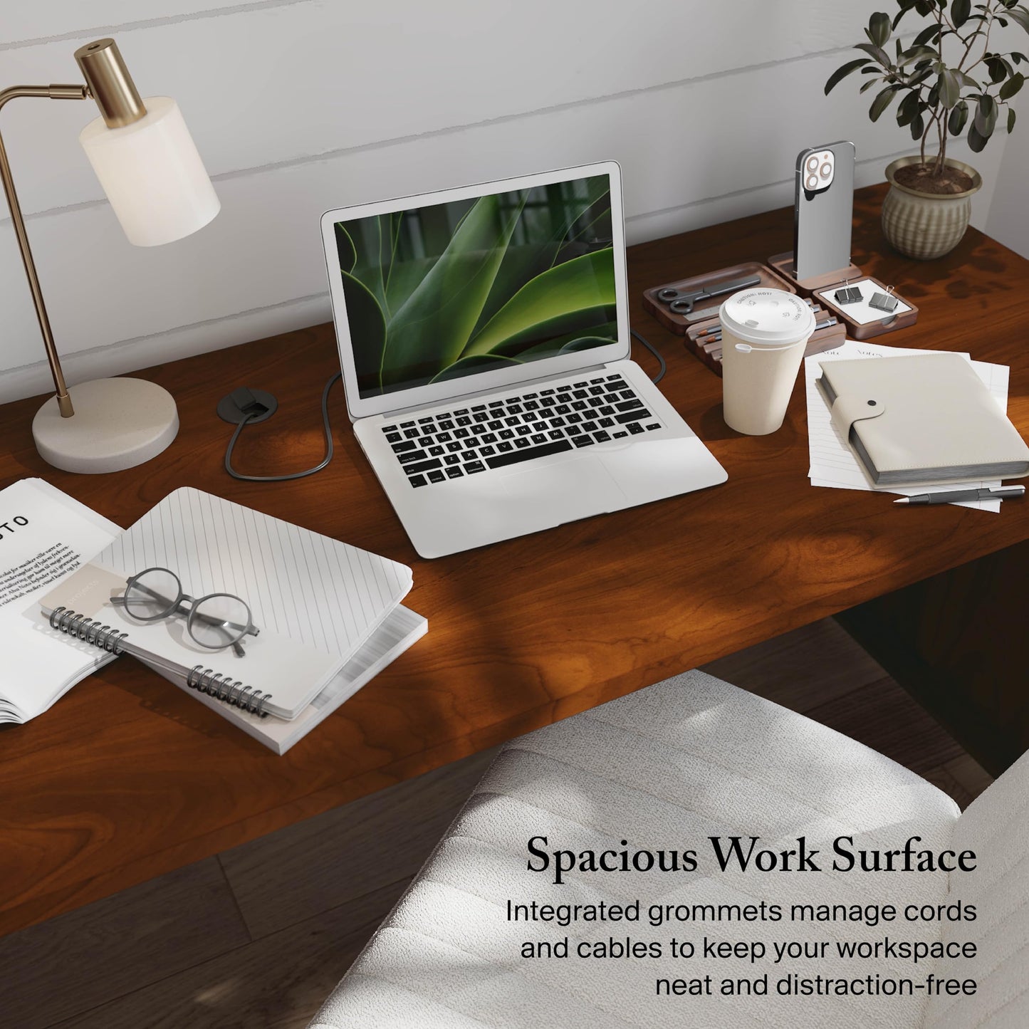 Bush Furniture 72-inch Home Office Desk with Drawers, Large Computer Table for Personal Workspace, Somerset Collection, Hansen Cherry