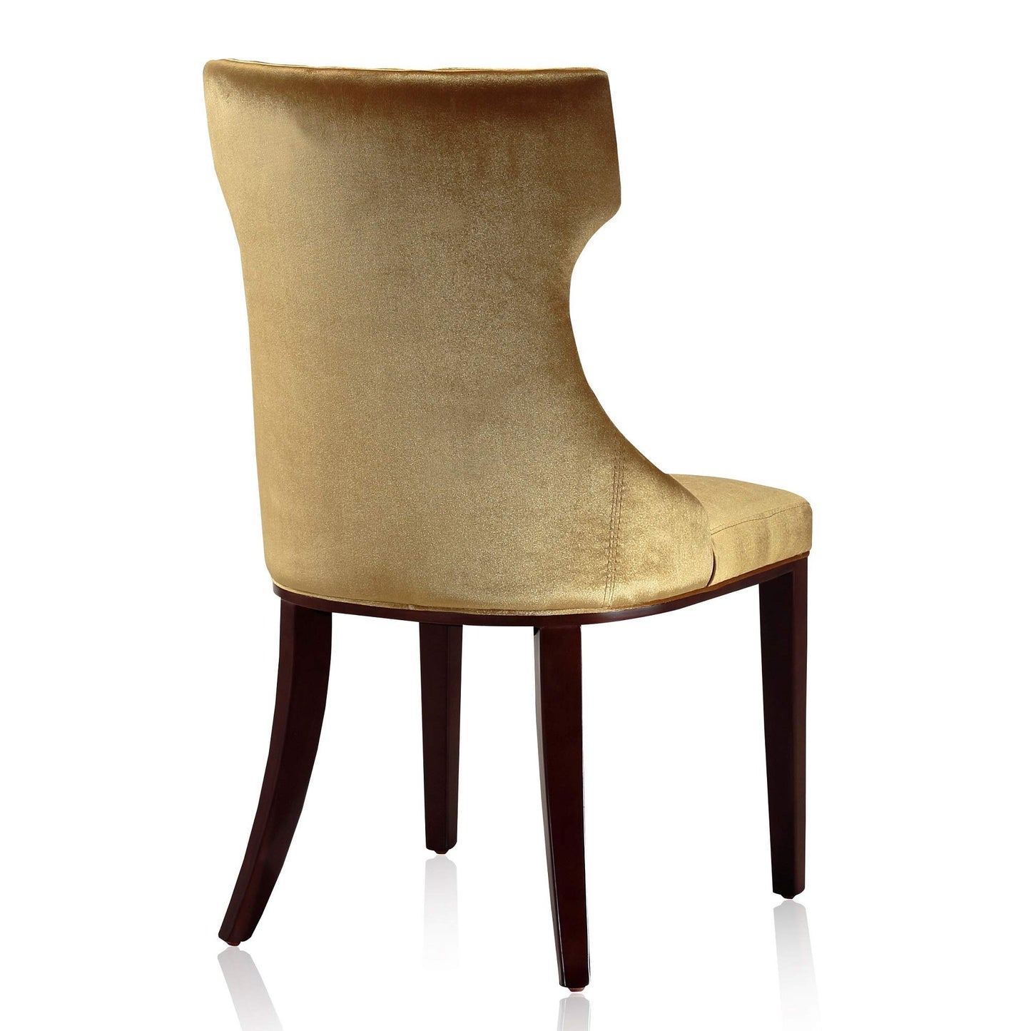 Manhattan Comfort Reine MDining Chairs Set of 2, Upholstered Seats with Diamond Stitching, Solid Beech Wood Frame, 4-Leg Base, 18.5" Seat Height, Fully Assembled, Antique Gold