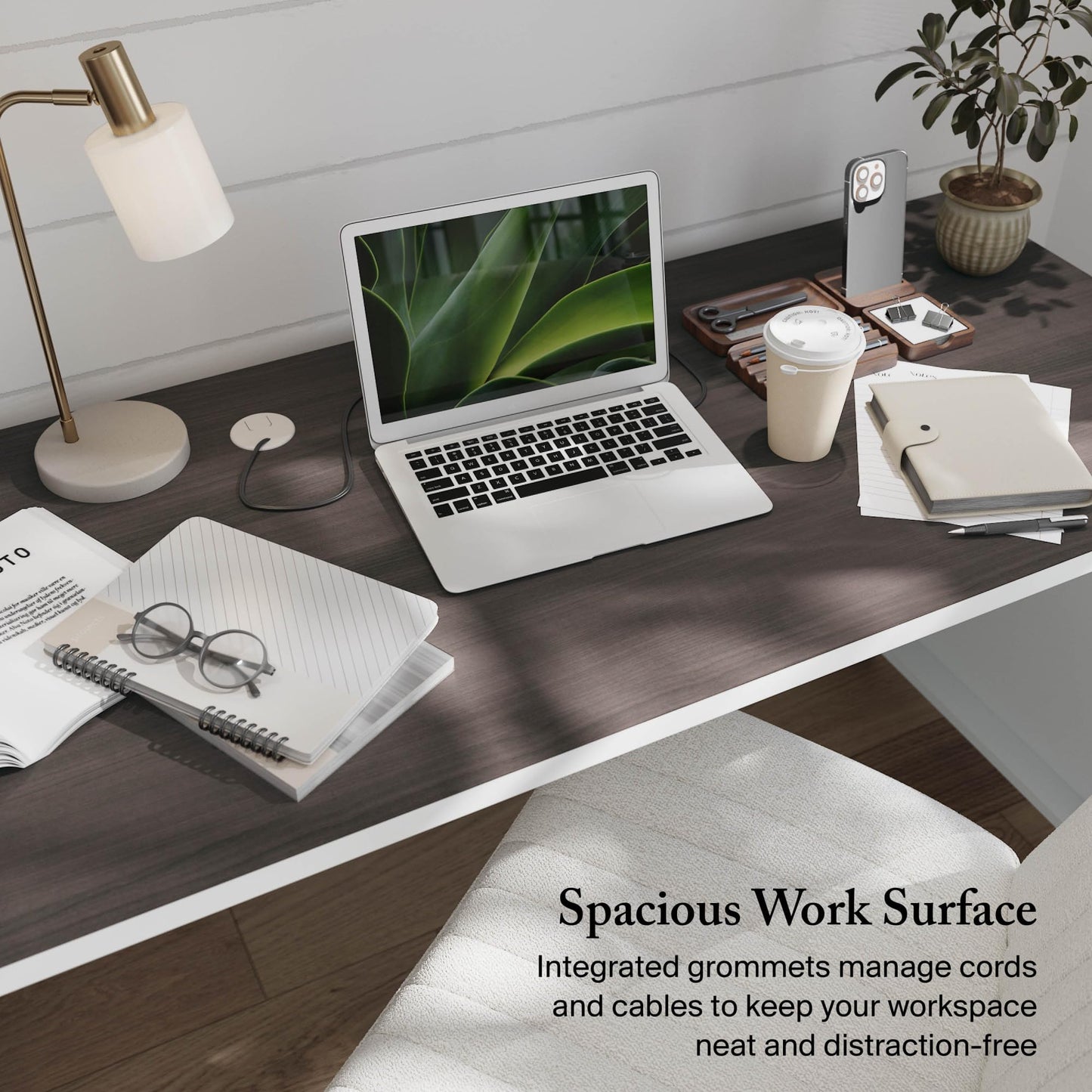 Bush Home 72-inch Home Office Desk with Drawers, Large Computer Table for Personal Workspace, Somerset Collection, White and Storm Gray