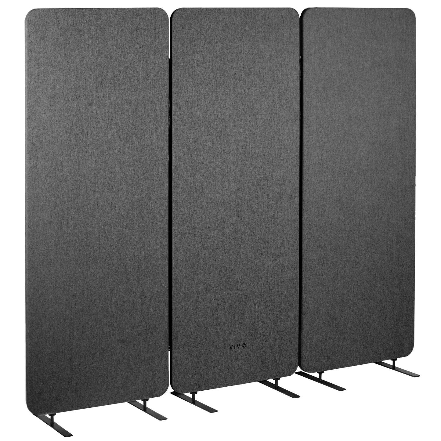 VIVO Freestanding 72 x 66 inch Privacy Panel, Cubicle Divider, Acoustic Wall Partition, x3 24 inch Panels, Dark Gray, PP-3-T072D