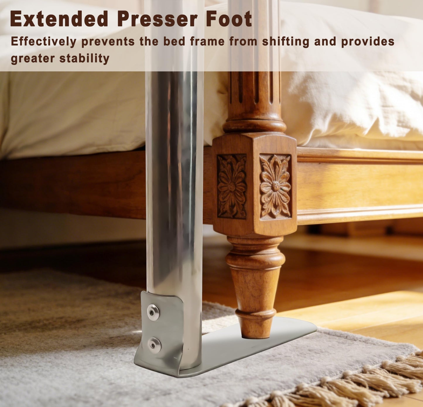 KEVIDA Queen Size Canopy Bed Frame, Stainless Steel Bed Post Poles with Aluminum Connectors Thicken Canopy for Wood or Metal Beds Bedroom Decor