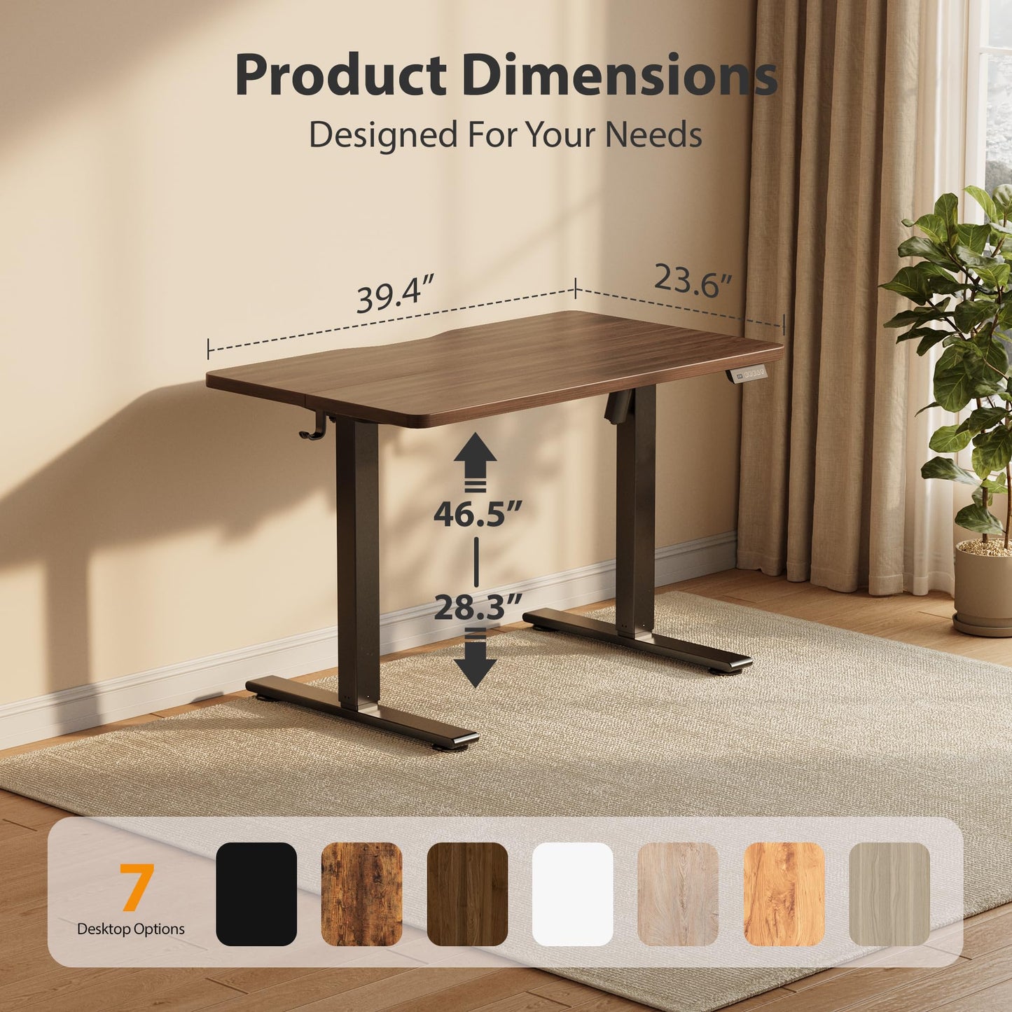 Cubiker Standing Desk, 40x24 Inches Sit Stand Home Office Desk, Electric Stand up Desk, Adjustable Desk with Splice Board, Black Frame/Black Walnut Top