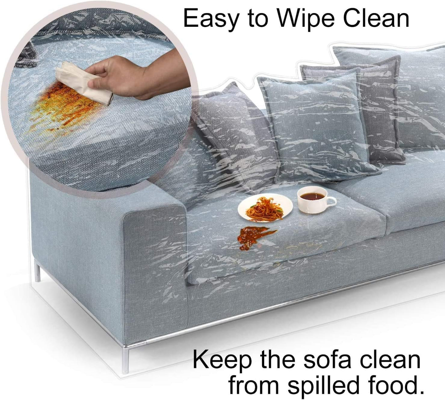 KEBE Clear Thicker Plastic Couch Cover for Pets, Heavy Duty Waterproof Shield Cat Dog Scratch Proof Protector Plastic Cover for Couch, Non-Slip Sofa Slipcover for Storage and Moving