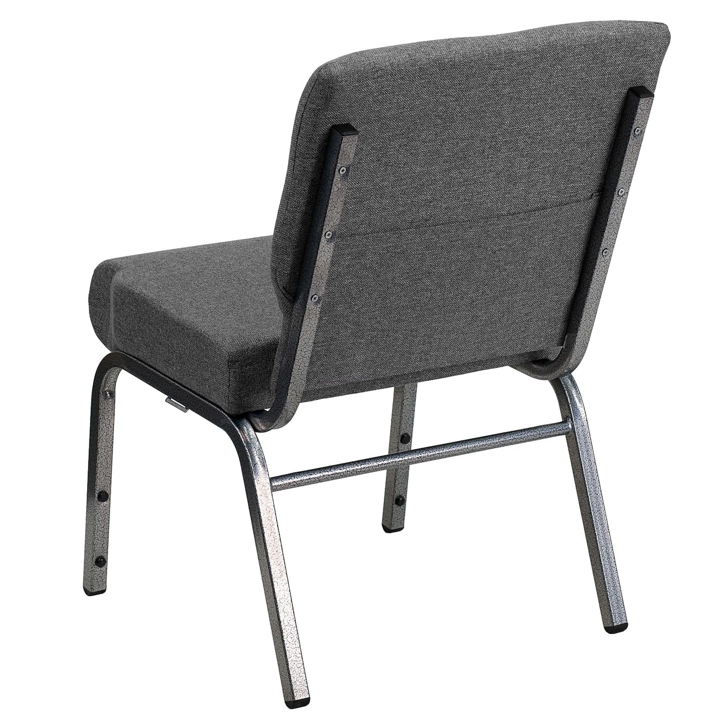 Flash Furniture HERCULES Series 21''W Stacking Church Chair in Gray Fabric - Silver Vein Frame