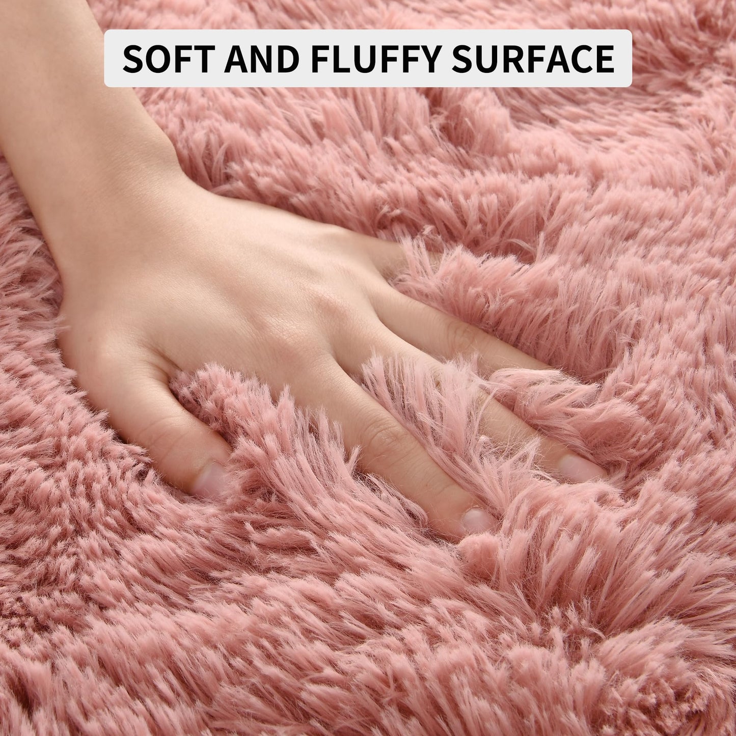 Tepook Super Soft Fluffy Rug for Bedroom, Modern Shaggy Fuzzy Kids Rugs for Living Room, Plush Indoor Nursery Home Decor Dorm Carpet with Non-Slip Bottom, Blush, 4 X 6 Feet