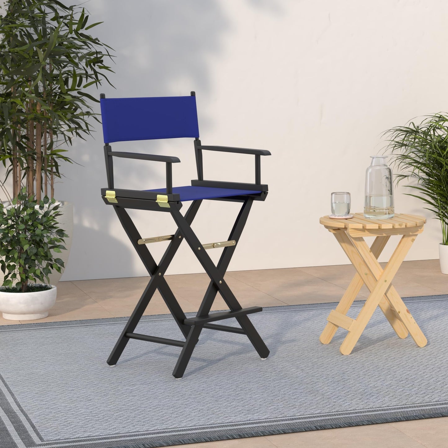 Casual Home 30" Director's Chair Black Frame-with Royal Blue Canvas, Bar Height