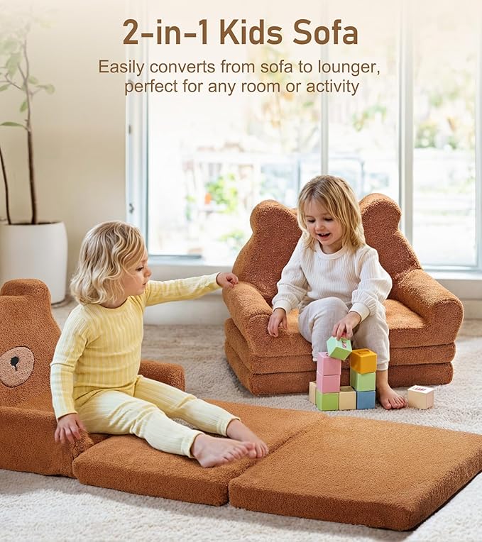 little dove Extra Wide Soft Toddler Couch Fold Out, Comfy Toddler Chair