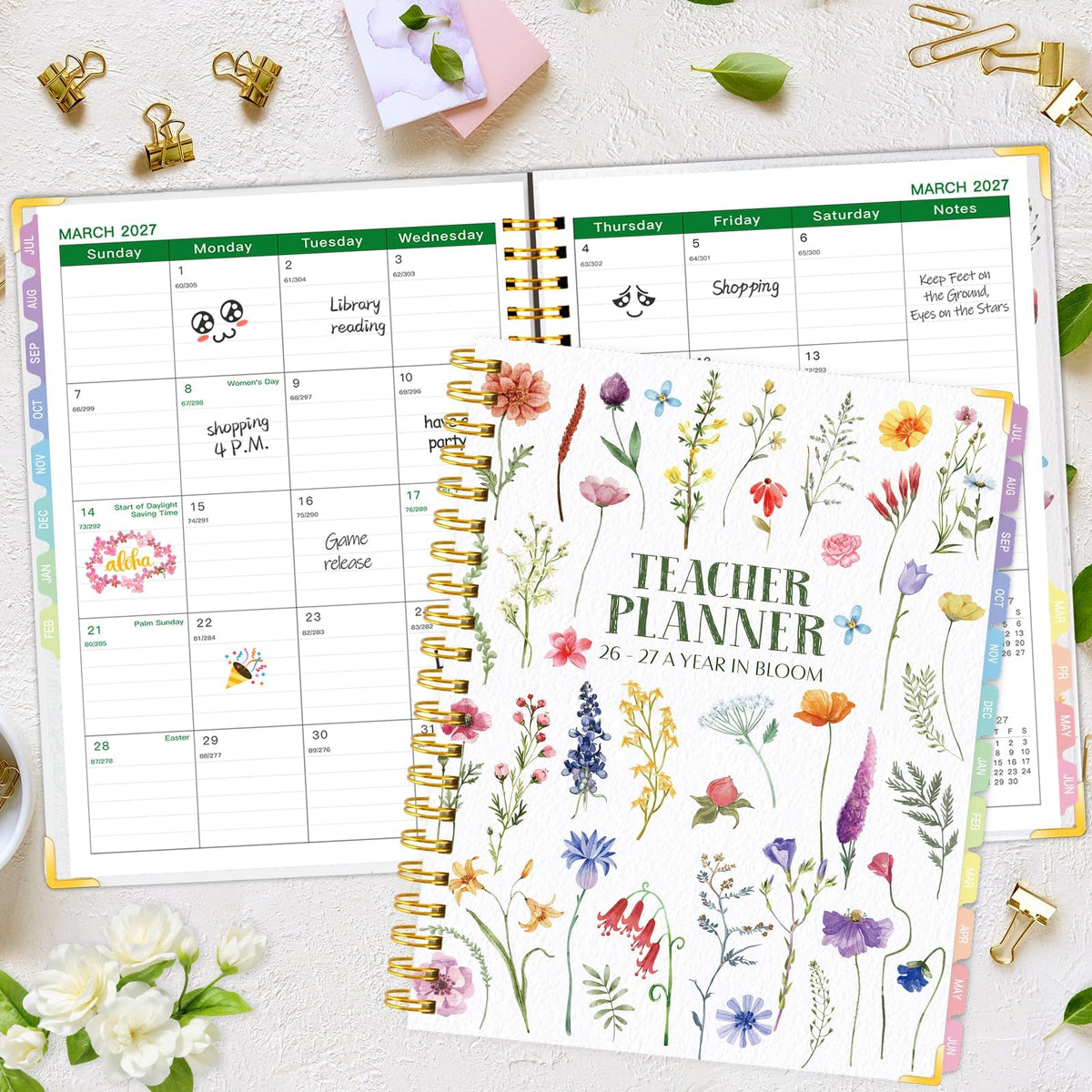 2026-2027 Teacher Planner - Lesson Plan Book for Teachers 26-27, 8.5"x11" Big Academic Planner from July 2026 to June 2027, Weekly & Monthly School Agendar Book with Tab,Stickers for Teachers Supplies