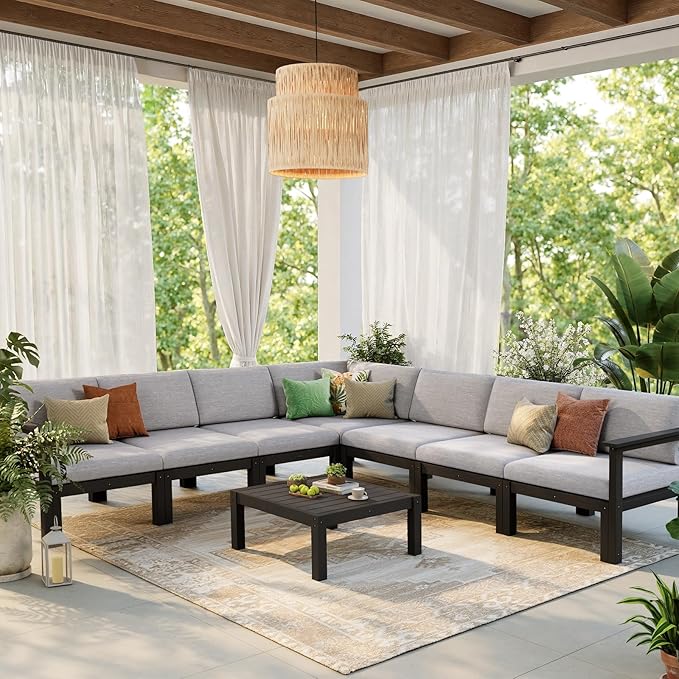 Stoog 6-Piece Patio Sectional Sofa Set, Modular Outdoor Furniture Set