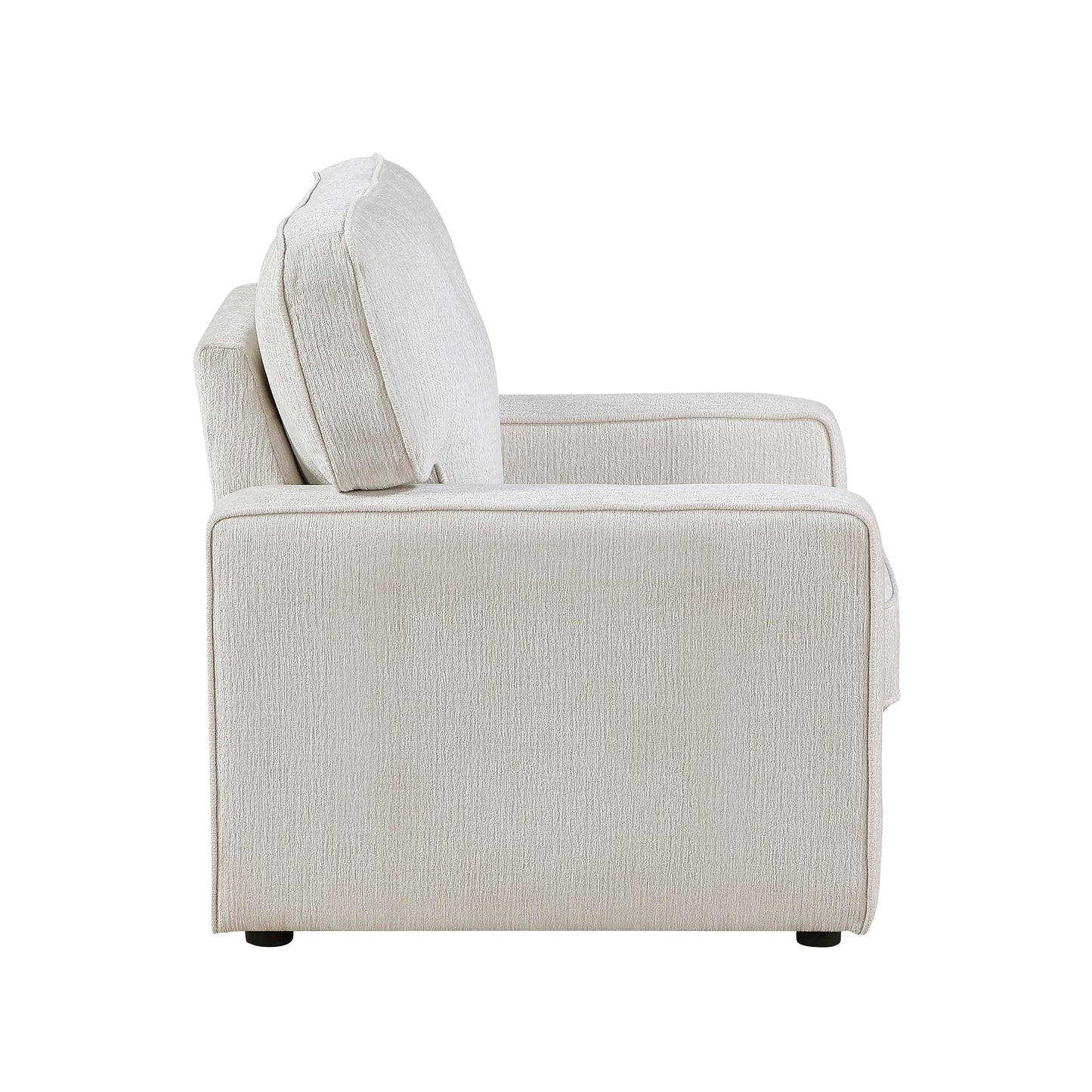 Lexicon Modern Accent Chair, Chenille Upholstered Single Sofa Chair, Track Arm, Reversible Cushions, Removable Cushion Cover, Easy Assembly for Living Room/Office/Reading Spaces, Beige