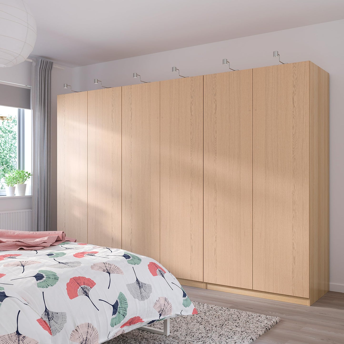 ProTuning PAX Wardrobe, white stained oak effect/Forsand white stained oak effect, 300x60x201 cm