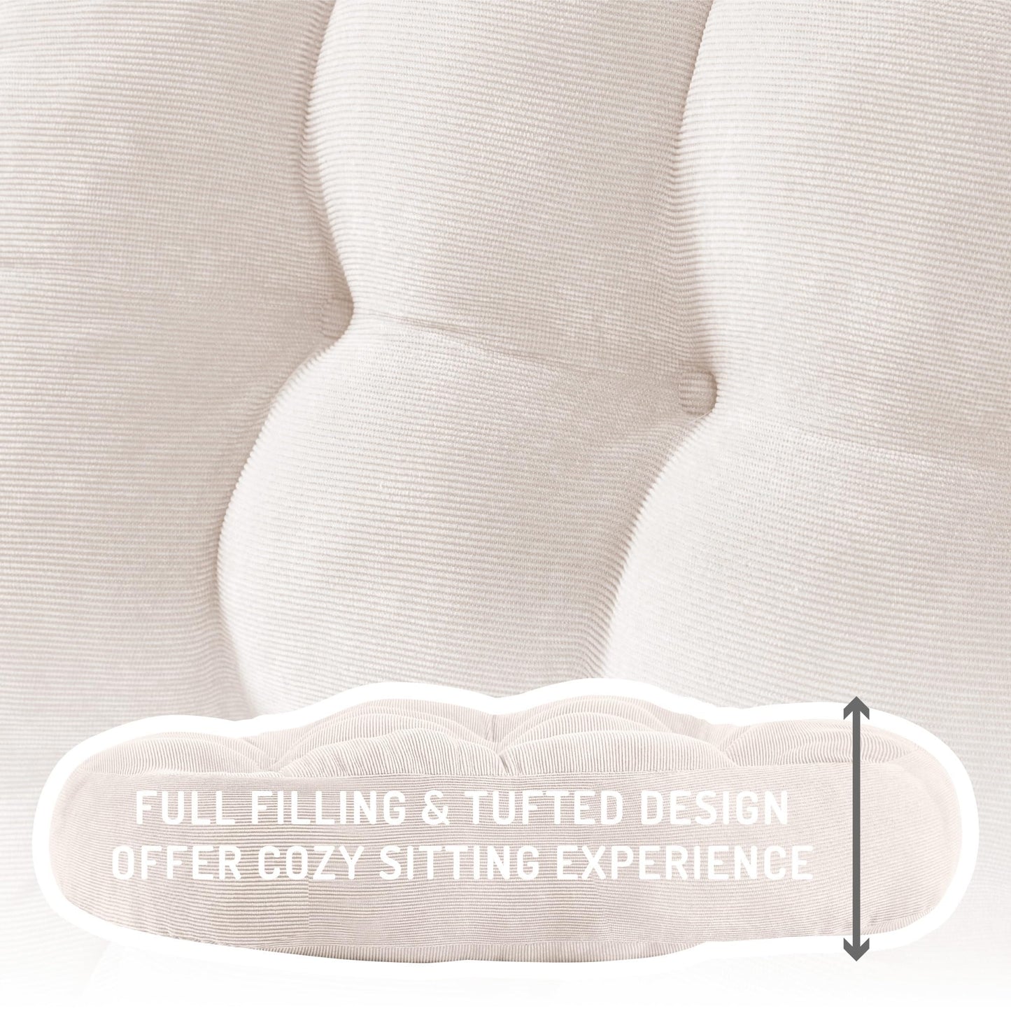 Degrees of Comfort Meditation Floor Pillow, Round Large Pillows Seating for Adults, Tufted Corduroy Cushion for Living Room Tatami, Beige 22 Inch