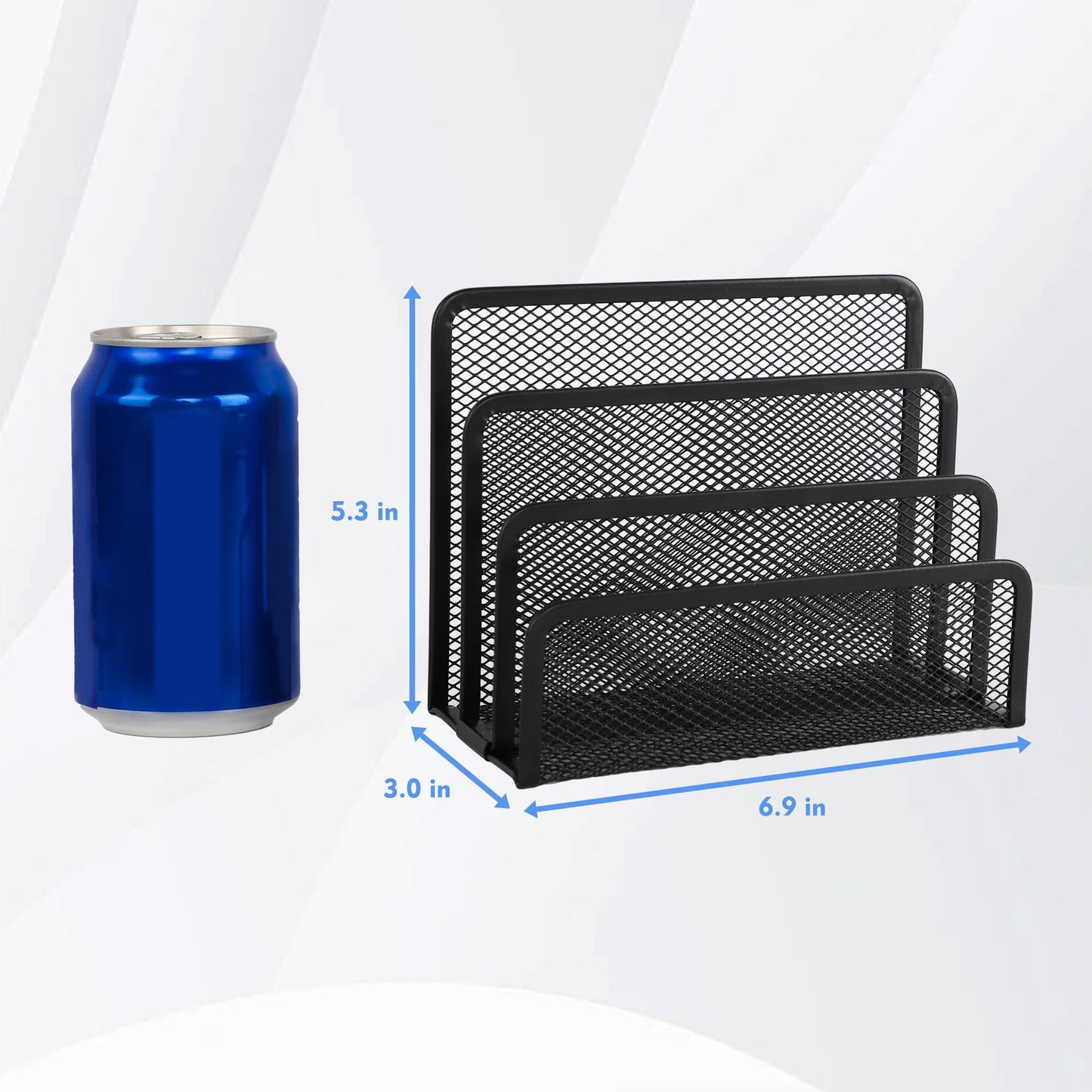 EASEPRES Desk Mail Organizer, Office Small Desktop Metal Mesh Envelope Letter Sorter Paper File Holder Organizer with 3 Vertical Upright Compartments, Black 1 Pack