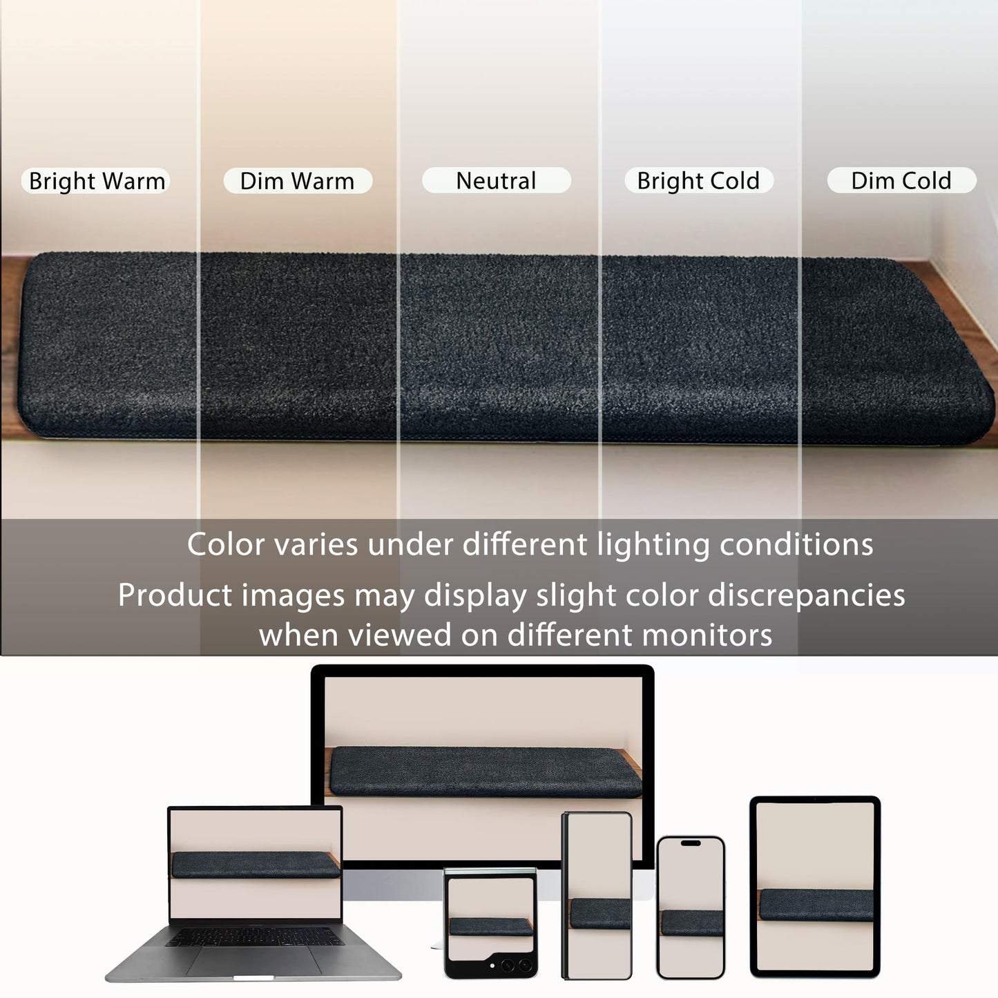 PURE ERA Carpet Stair Treads Ultra Plush 9.5" X 30"Soft Bullnose Indoor Stair Protectors Pet-Friendly Non-Slip Skid Resistant Tape Free Washable Reusable(2 Pieces,Dark Gray)