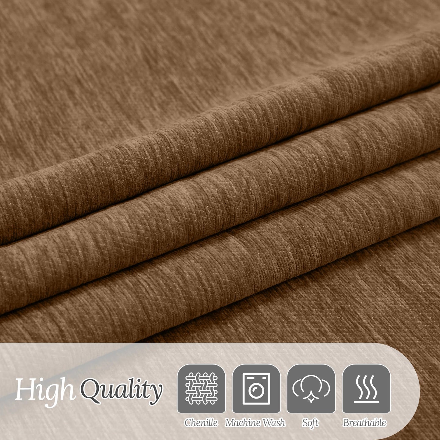 HDCAXKJ Corner Sectional Couch Covers for Dogs L Shape Sofa Cover with Tassel Chenille Super Soft Non Slip U Shaped Couch Cover Blanket Washable Sectional Slipcover Protector (Brown, 71x252 inch)
