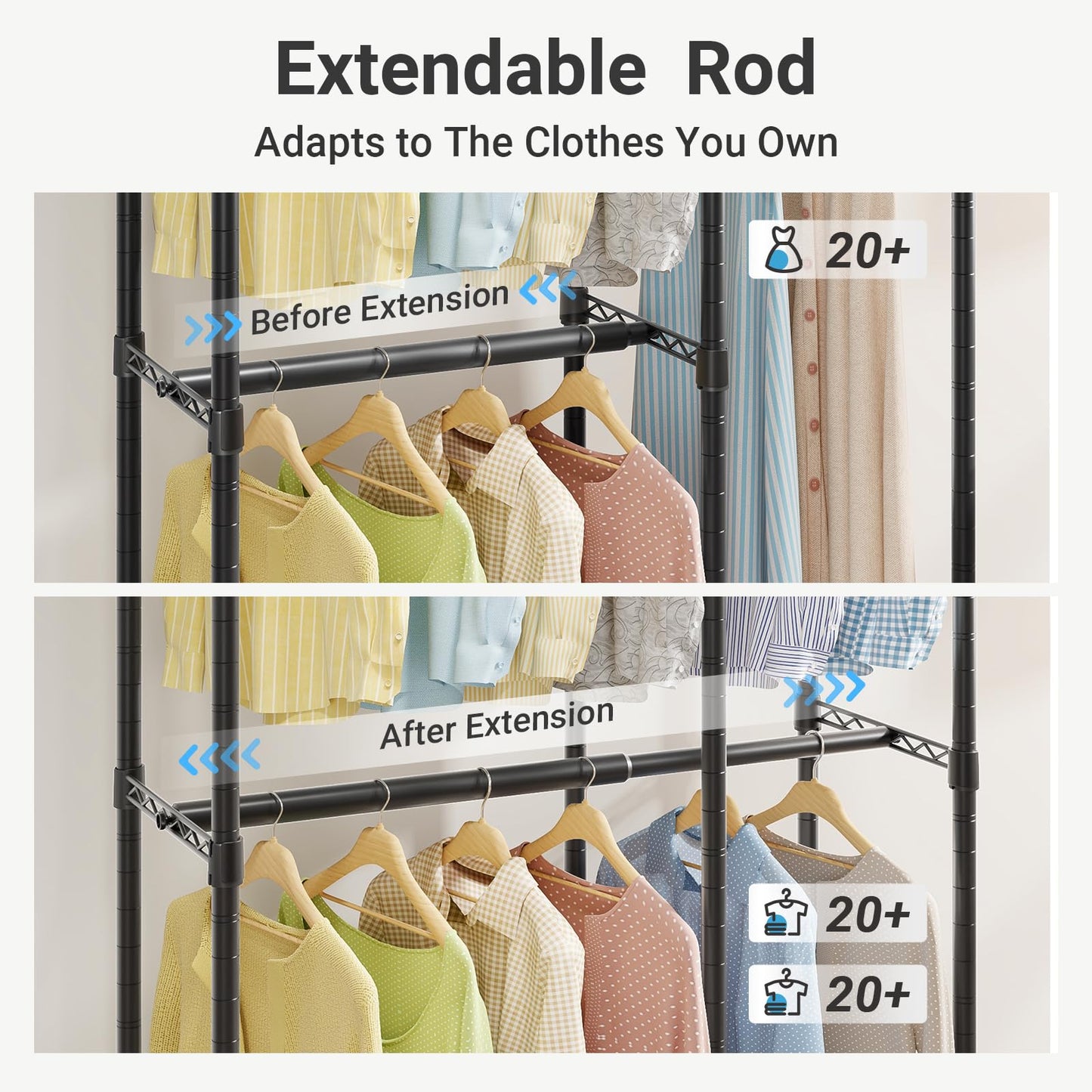 VIPEK V50 Basic Expandable Clothes Rack, Heavy Duty Closet System, Black
