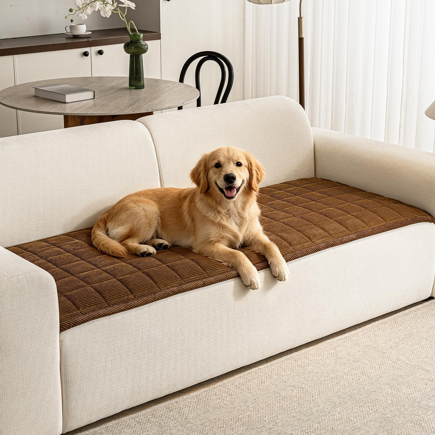 PJLZJFBY Couch Covers for Dogs Washable, 27.6"x82.7" Non Slip Couch Covers for Loveseat Sofa Pet Friendly, Soft Fuzzy Sofa Covers for Pet, Dog Couch Cover Furniture Protector(1PC,Dark Brown)