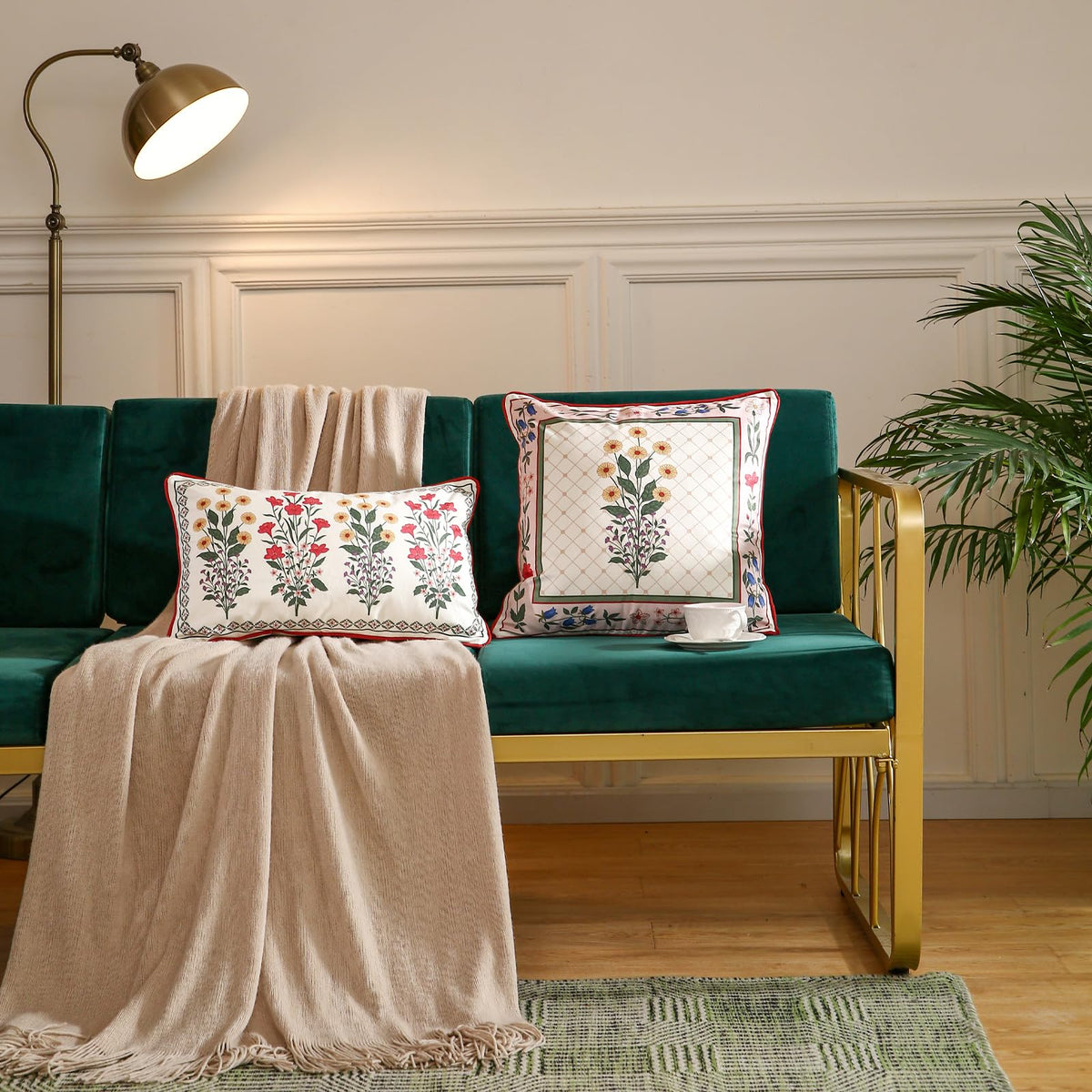 ISAENNE Designer Velvet Throw Pillow Cover,18"x18" Set of 2-Bertina B