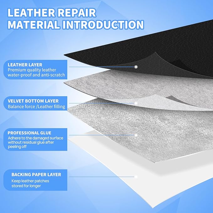 Leather Repair Patches, 17X237 Inch Self-Adhesive Leather Repair Tape, Stretch