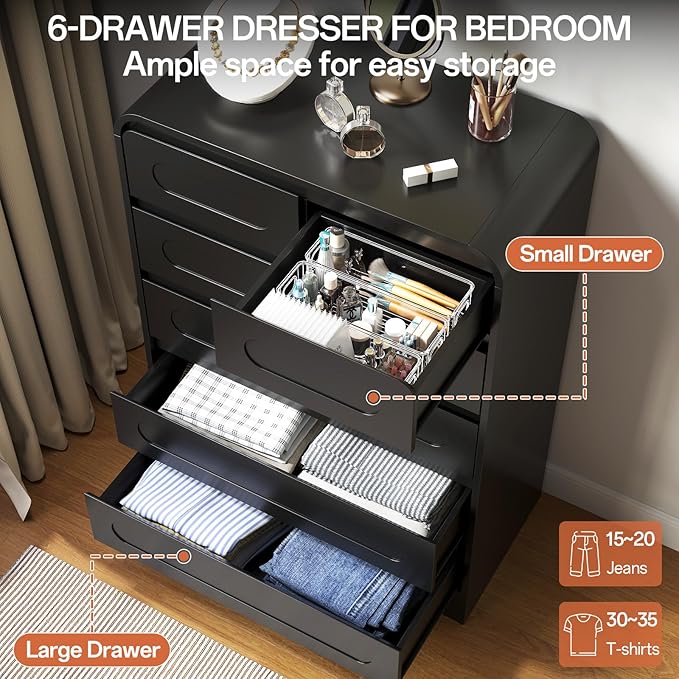 4 Pcs Bedroom Set, Dresser and Nightstand Sets, Including Modern Wooden Tall 6
