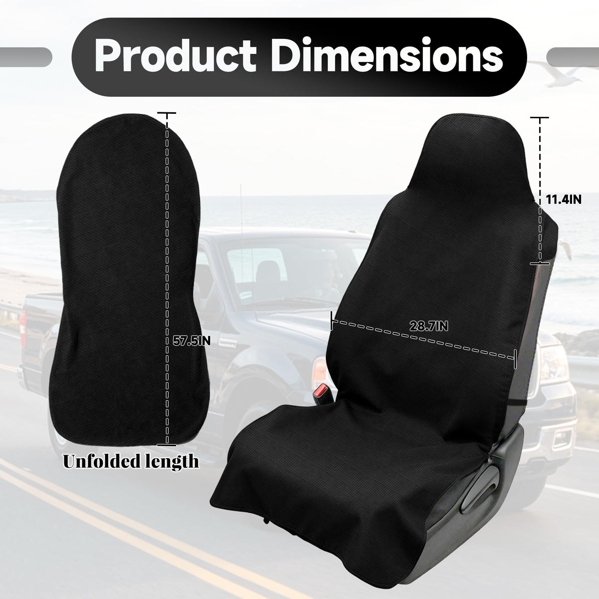 EDIETH 2Pcs Universal Car Seat Covers for Front Seats, Waterproof Sweat Towel Protector Non-Slip Microfiber Liner for Car Truck SUV, Breathable Seat Cushion for Gym Workout Dog Beach Outdoor
