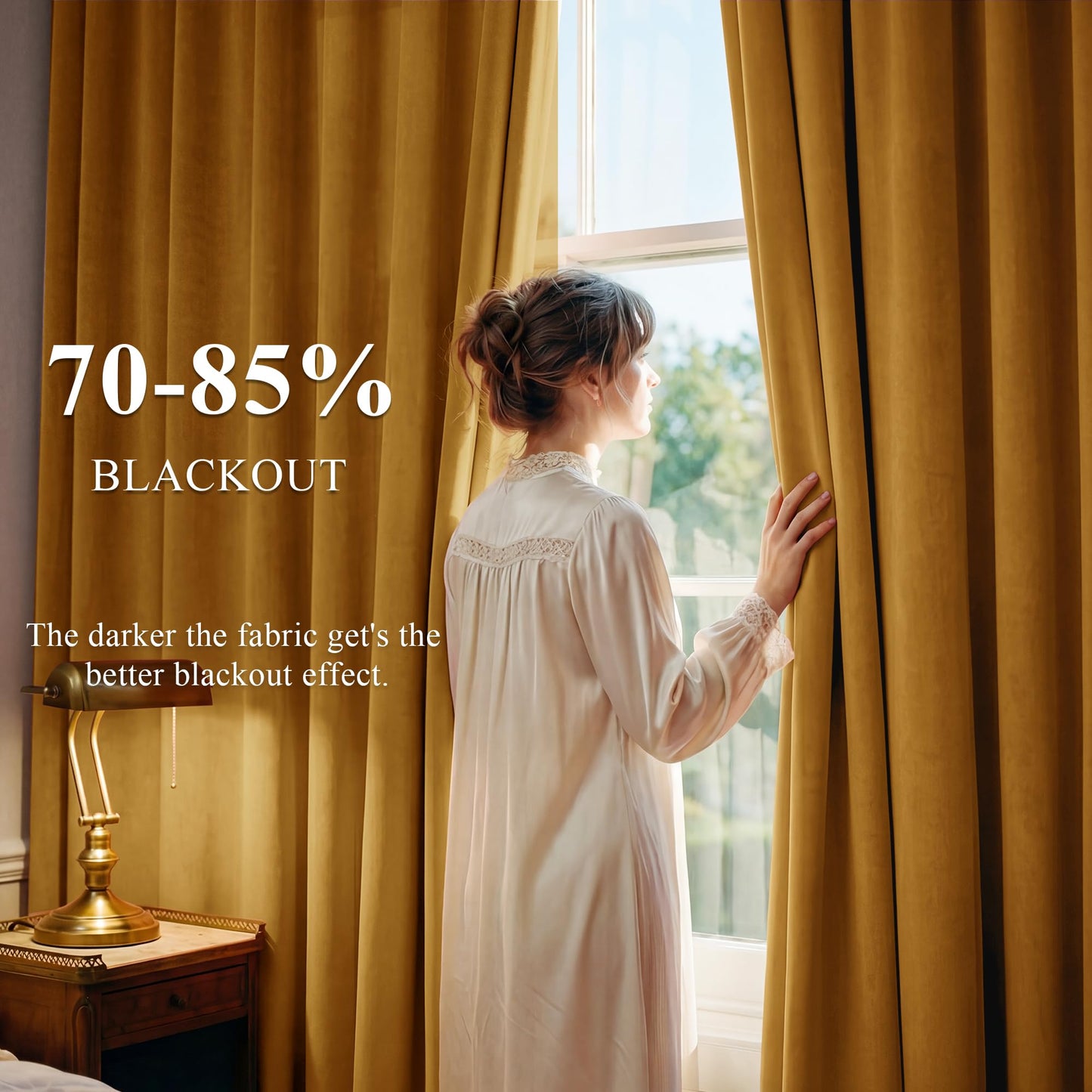 StangH Mustard Gold Velvet Curtains 108 inches Long, Luxury Room Darkening Home Decorative Curtain Drapes for Birthday Party/Holiday/Studio/Backdrop, Grommet Top, W52 x L108, 2 Panels