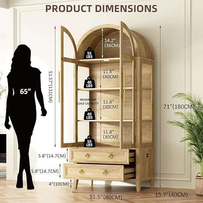 Vlsrka 71" Arched Curio Cabinet