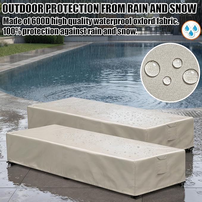 Lounge Chair Covers Outdoor Waterproof Patio Chaise Lounge Cover 600D Weather
