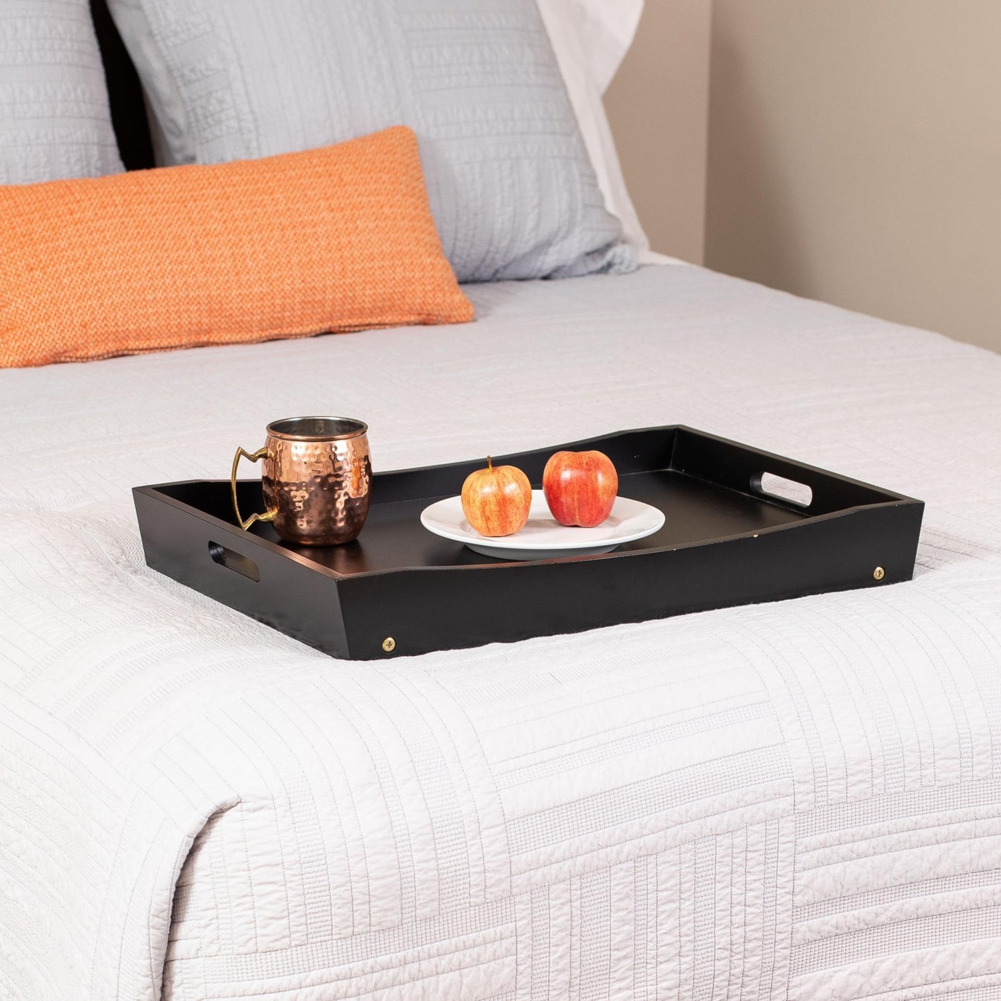 BIRDROCK HOME Wood Bed Tray for Eating, Folding Lap Desk with Handles, Black
