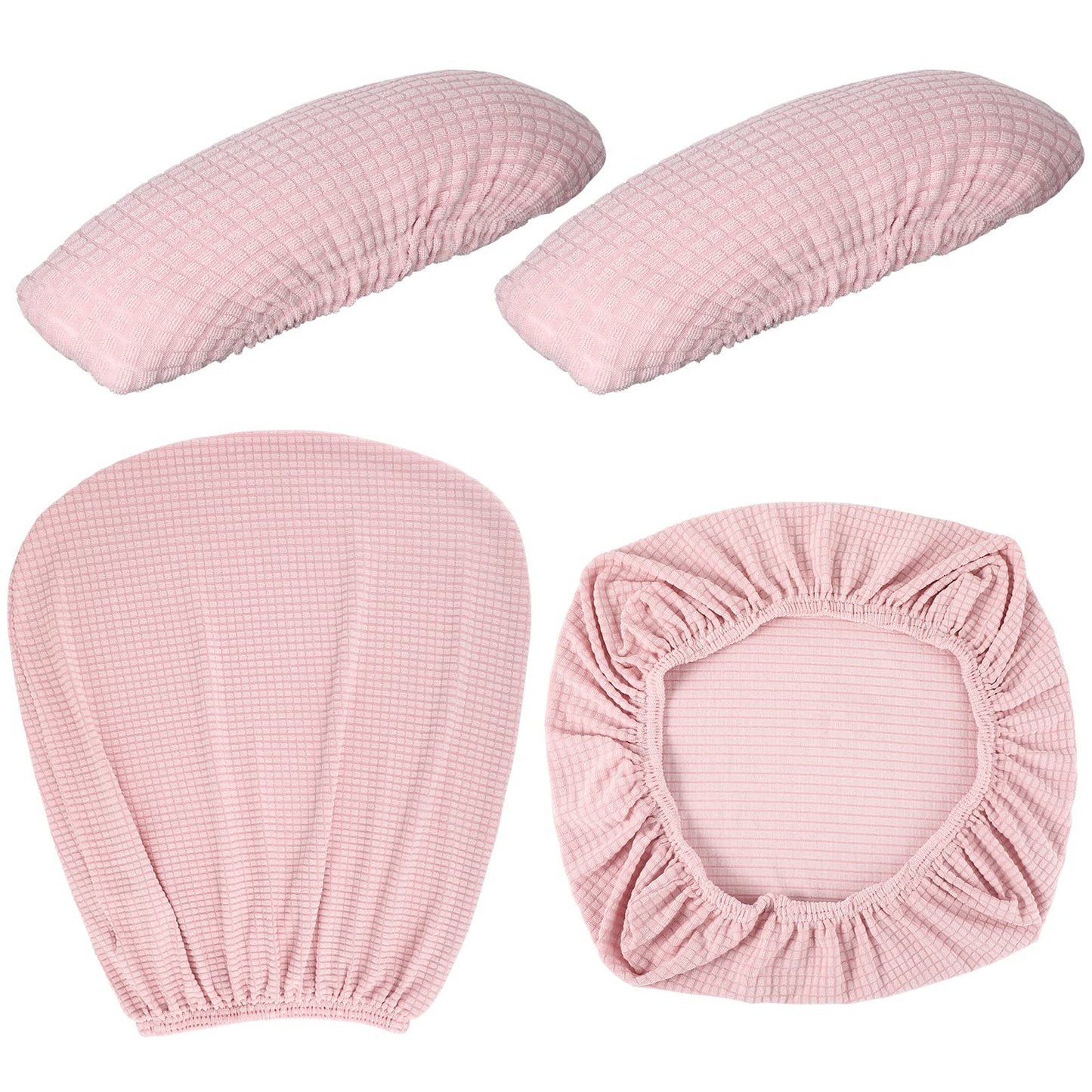 Tallew 4 Pcs Office Chair Covers Set Computer Universal Protective Stretchable Chair Seat Covers Desk Armrest Slipcovers Pads Office Cushion Backrest for Rotating (XL,Pale Pink)