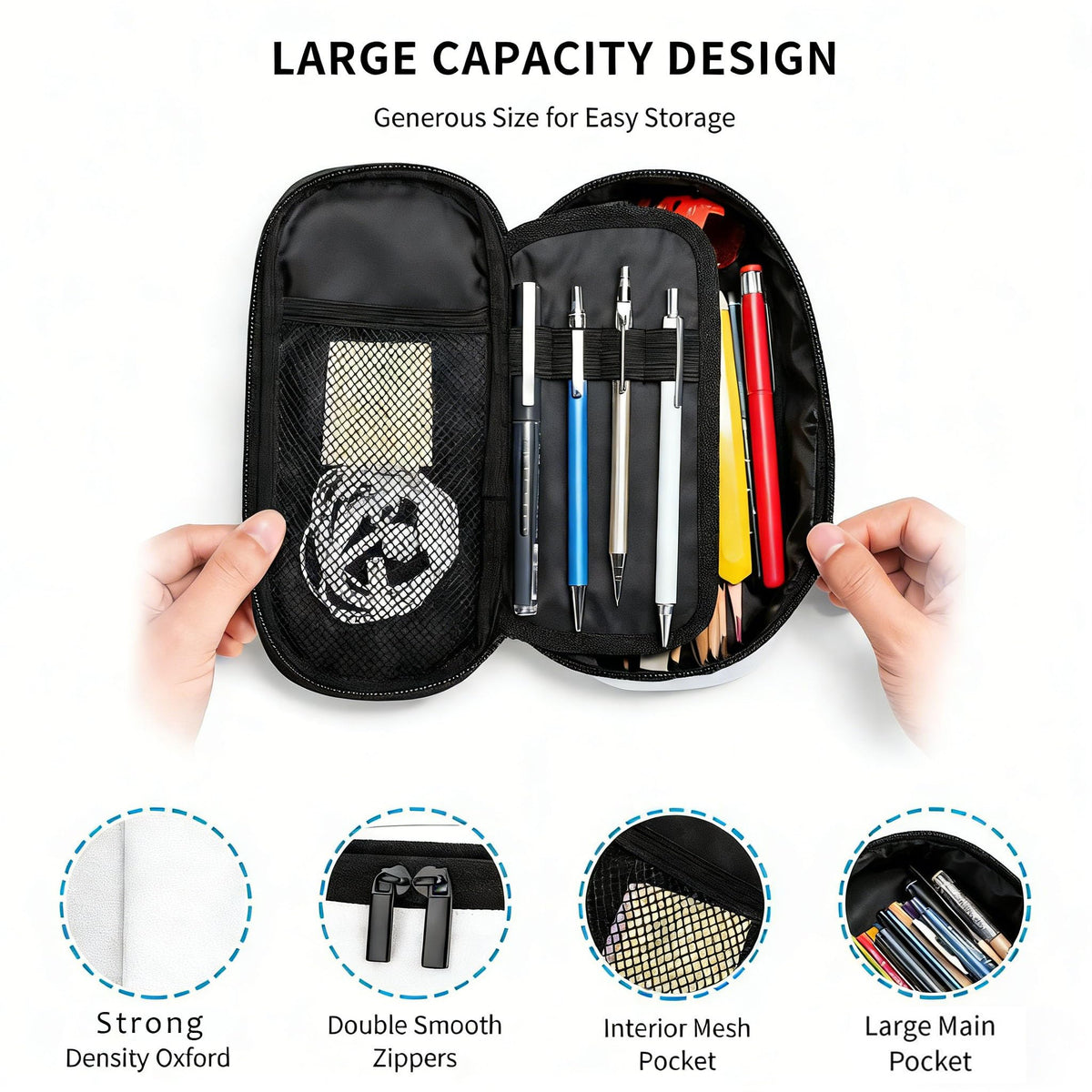 Droerfes Music Pencil Case Pencil Pouch Large Capacity Pen Bag School Office Organizer Stationery Storage Box For Girls Boys Teen Kids
