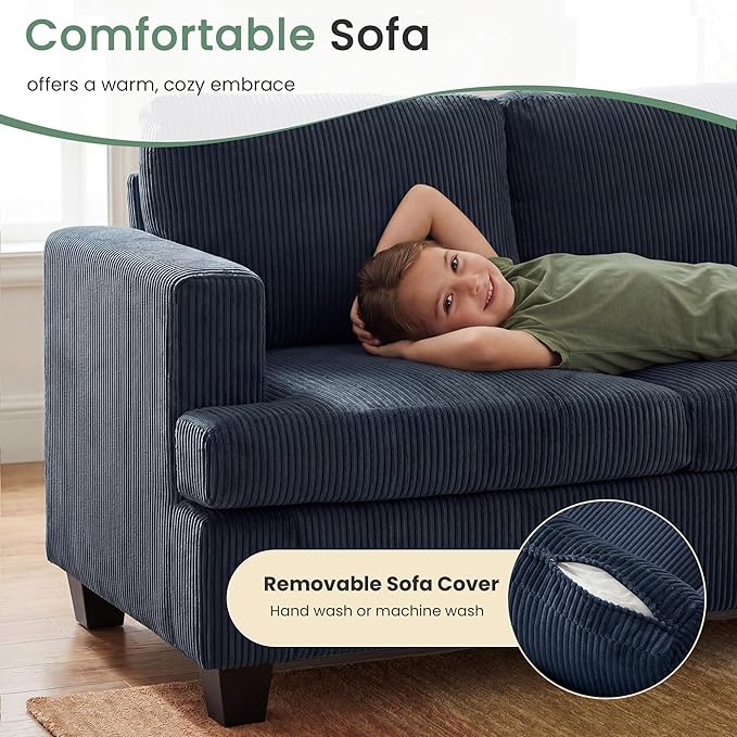 YOUDENOVA Sofa, 3 Piece Set Comfy Sofa, Loveseat & 2 3-Seater Couch