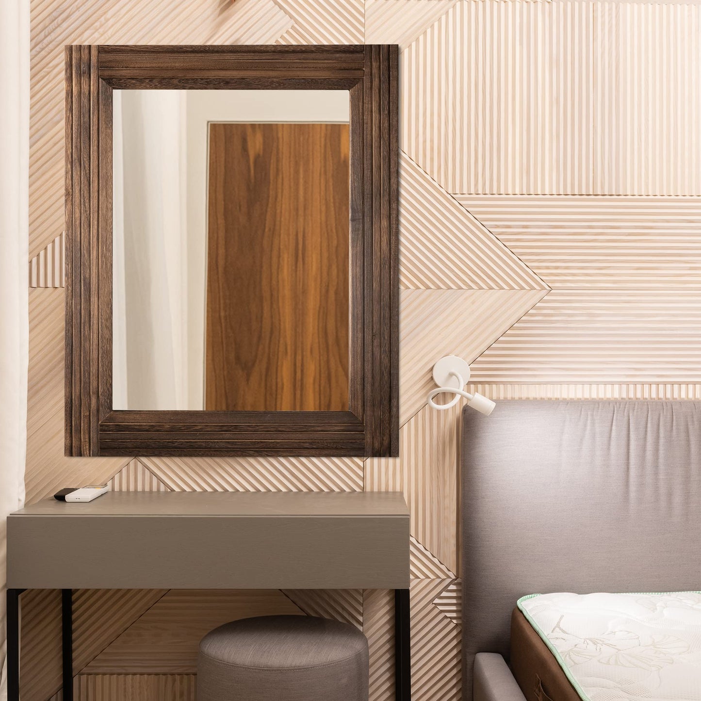 YOSHOOT Hand-Made Wooden Spliced Wall Mirror for Bathroom, Rustic Farmhouse Vanity Mirror, Décor Wall Art, Solid Wood Frame, Vertical or Horizontal Hanging
