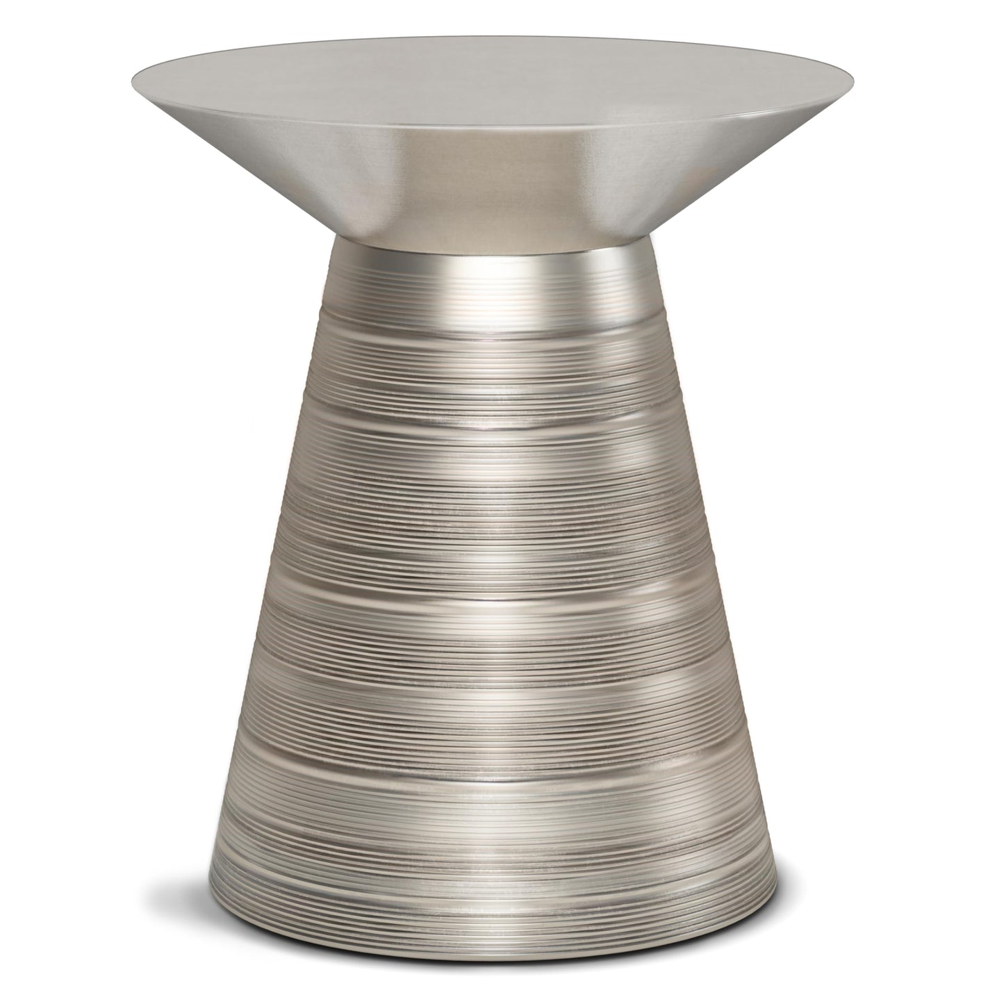 SIMPLIHOME Sheridan Metal Table - 18" Wide x 20" High Solid Metal Round Side Table in Antique Silver, Industrial Accent Table for Living Room, Bedroom, or Office with Sculptural Design, Assembled