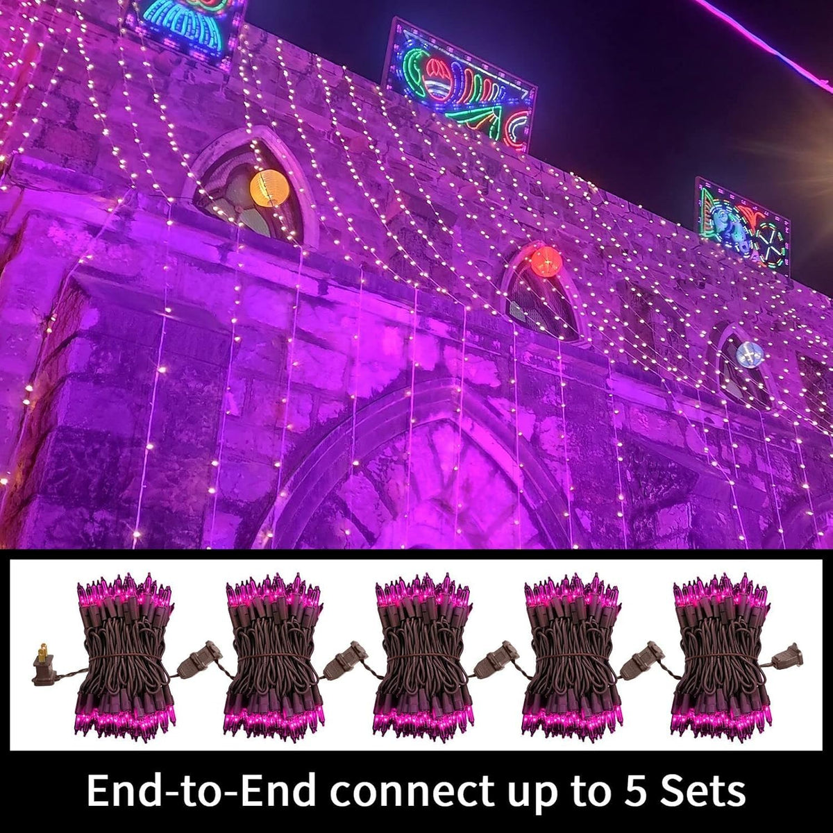 LAMPHOME Halloween Purple String Lights, 100 Mini Fairy Lights Set, Brown Wire 20Ft Traditional Halloween Holiday Décor for Home, Christmas Tree, Bedroom, Patio, Wedding