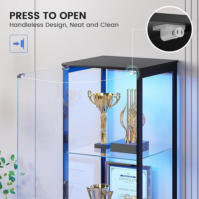 Glass Display Cabinet with Doors, Bookcase