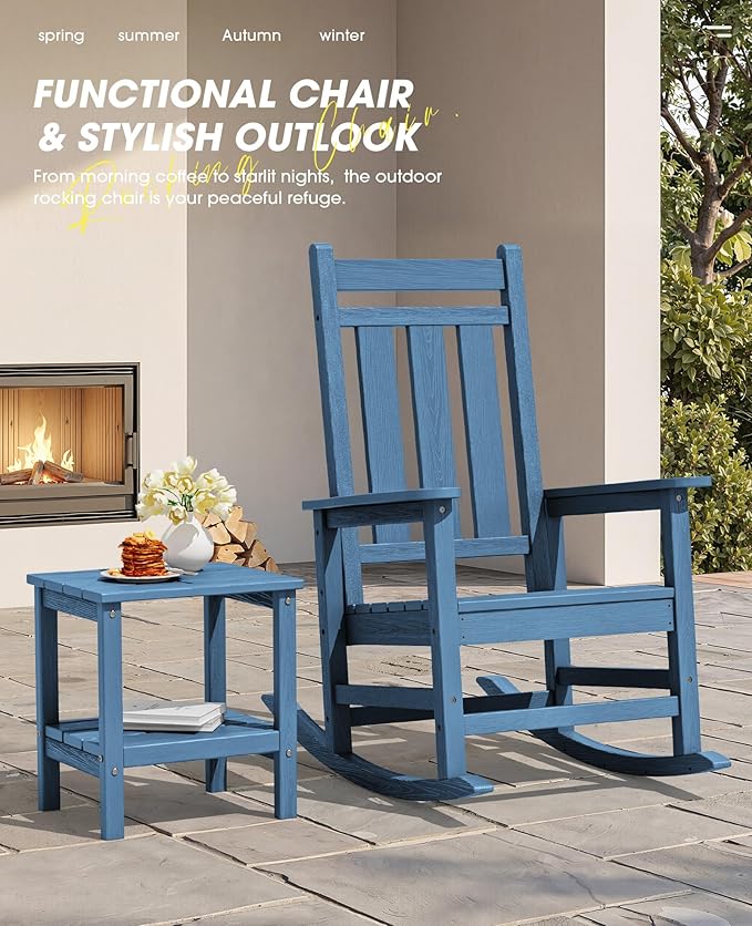 KINGYES Oversized Outdoor Rocking Chair Set of 6, All-Weather Patio Rocking