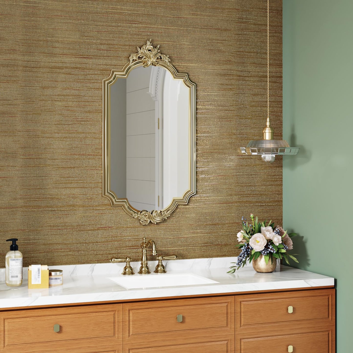 STICKEEP Brown Gold Grasscloth Wallpaper Textured Peel and Stick Fabric Wallpaper Gold Contact Paper 17.7"x315" Luxury Golden Grasscloth Vinyl Wall Paper for Bathroom Bedroom Living Room Wall Decor