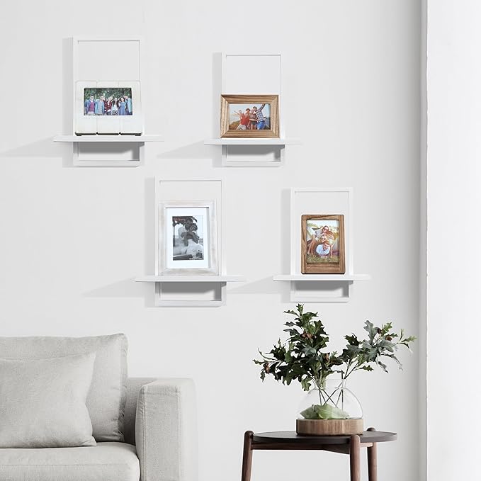 PHOENANCEE Square Wall Shelf, Framed Floating Shelves Set of 2, Decorative