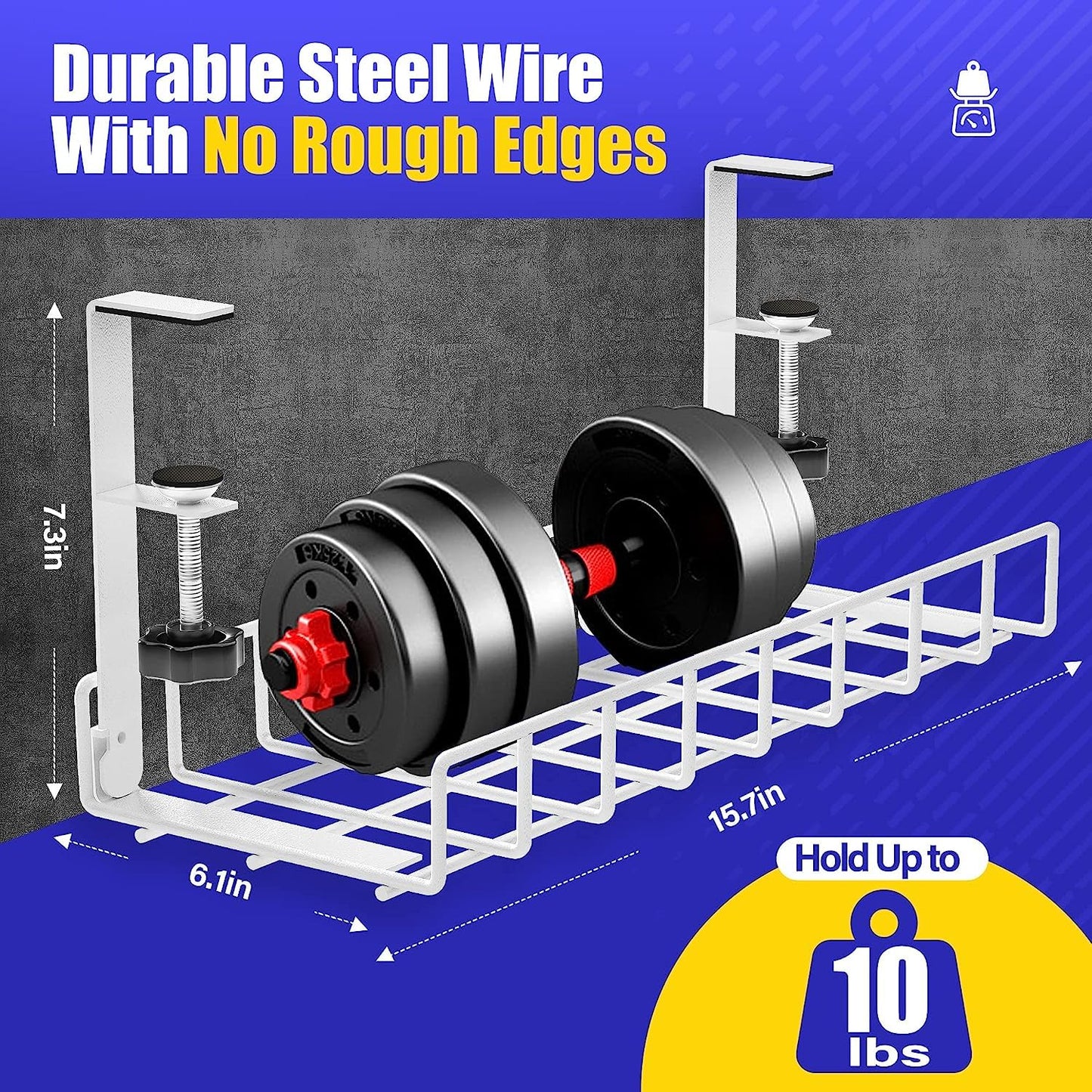 Under Desk Cable Management Tray, Xpatee Upgraded Wire Management No Drill No Screws, Cable Tray with Clamp for Wire Organizers, Computer Cord Rack for Office, Home - No Damage to Desk White