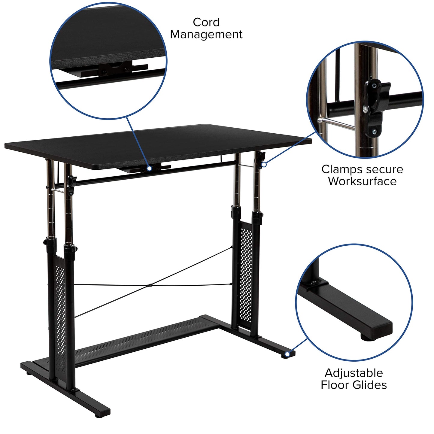 Flash Furniture Work From Home Kit - Adjustable Computer Desk, Ergonomic Mesh Office Chair and Locking Mobile Filing Cabinet with Side Handles