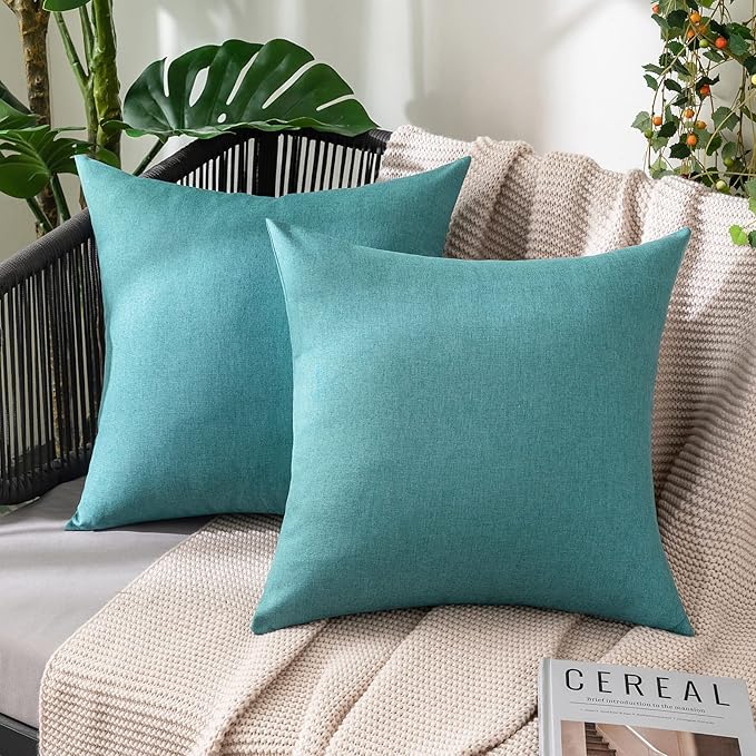 MIULEE Pack of 2 Decorative Outdoor Solid Waterproof Throw Pillow Covers Faux