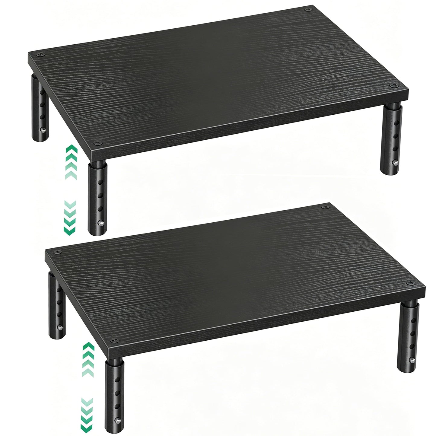 OPNICE Desk Organizers and Accessories, Adjustable Computer Monitor Stand Riser, Laptop Stand for Desk, Office Desk Accessories & Workspace Organizers for Home Office, Black-2P