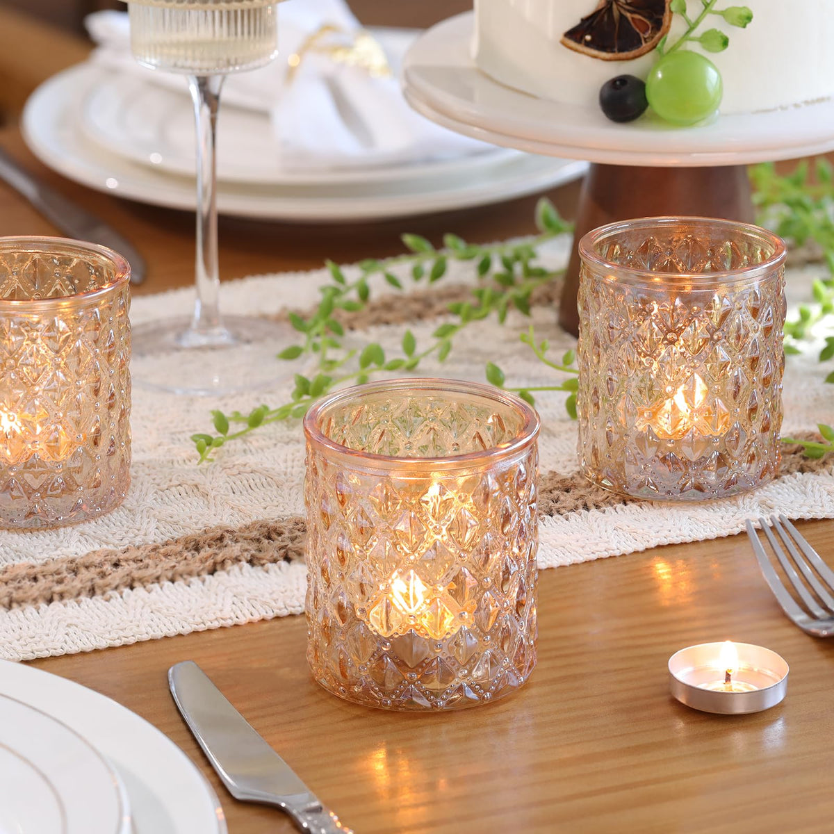 MATAHUM 12 Pcs Large Votive Candle Holders 2.8 * 3.2inch Gold Tea Light Candle Holders Glass Candle Holder for Bridal Shower, Wedding, Table Centerpiece, Party, Home Decor