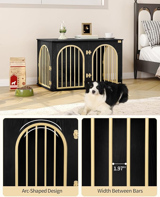 Hzuaneri 39.4" Wooden Dog Crate Furniture, Indoor Dog Kennel Dogs Cage