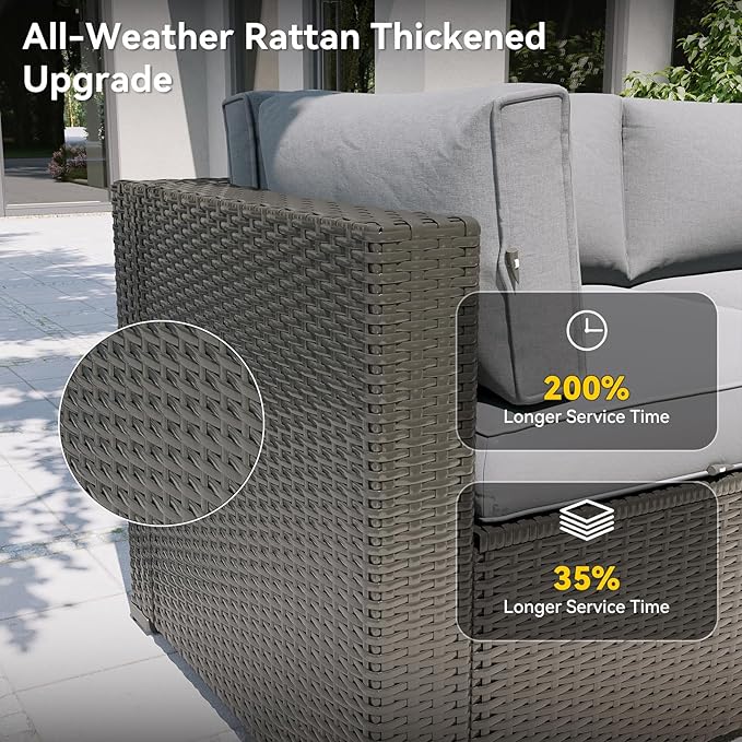 Aoxun Patio Furniture Set, 7 Piece Outdoor Sectional Sofas